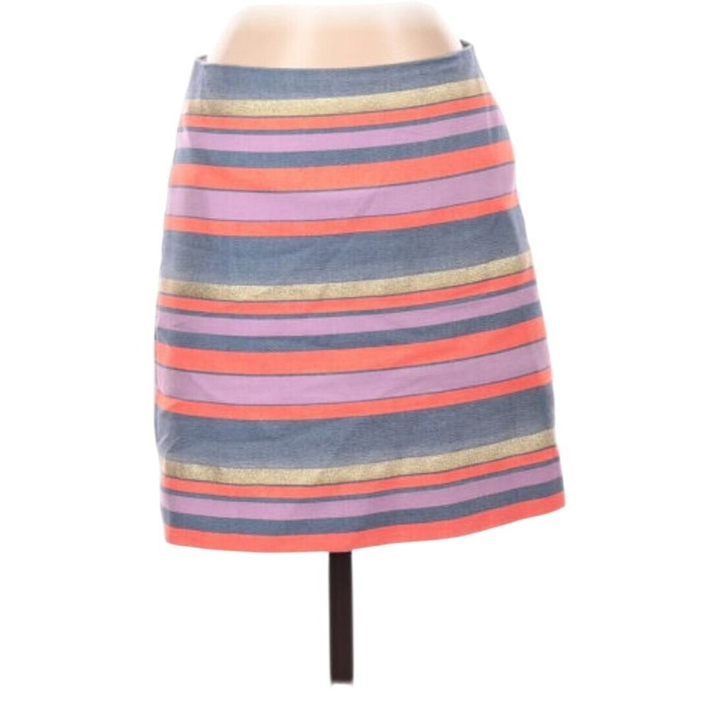 J.Crew Metallic Striped Mini‎ Skirt Blue Orange Purple Gold A-Line Size 6